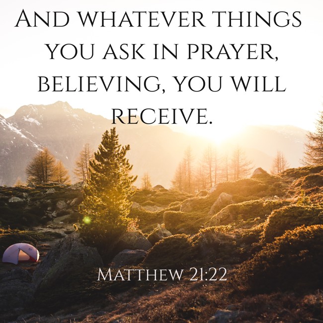 And whatever things you ask in prayer, believing, you will receive. - Matthew 21:22