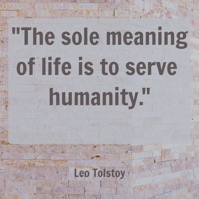 The sole meaning of life is to serve humanity. - Leo Tolstoy