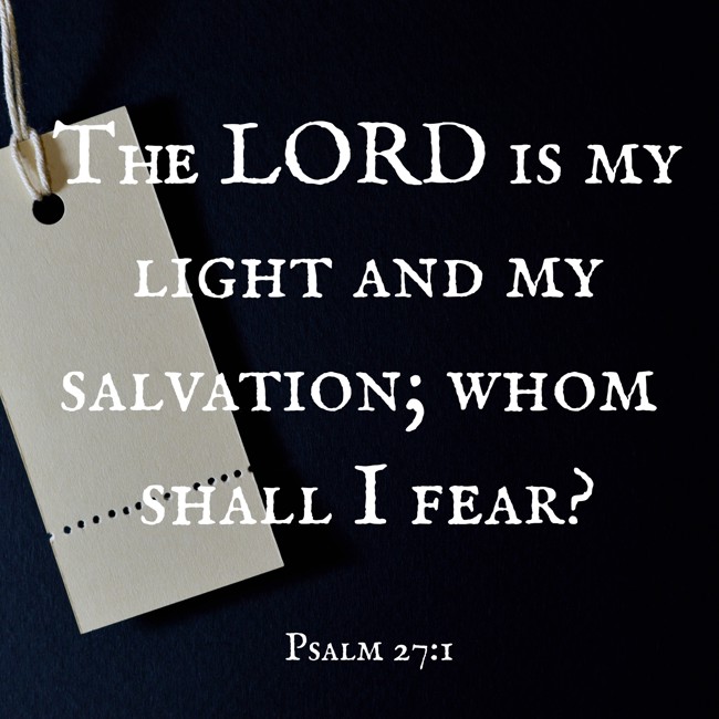 The LORD is my light and my salvation; whom shall I fear?   - Psalm 27:1 