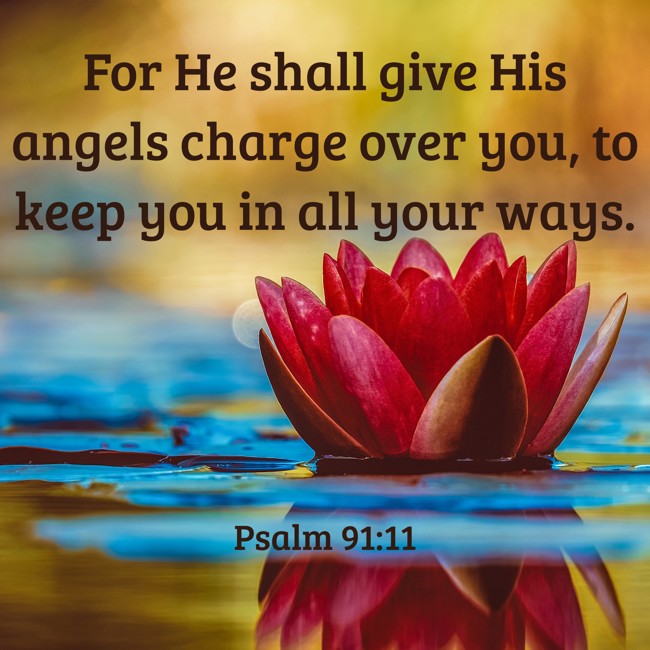  For He shall give His angels charge over you, to keep you in all your ways.   - Psalm 91:11 