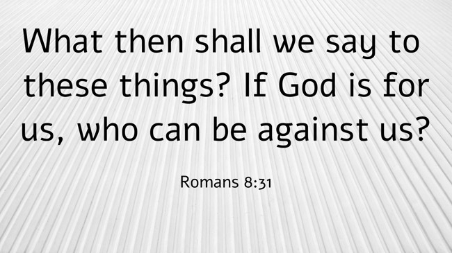  What then shall we say to these things? If God is for us, who can be against us?   - Romans 8:31 