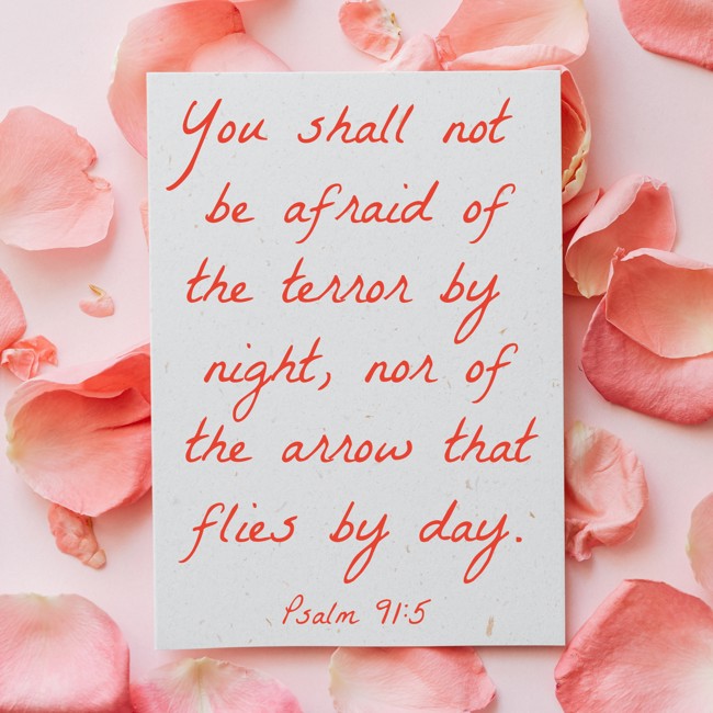  You shall not be afraid of the terror by night, nor of the arrow that flies by day.   - Psalm 91:5 