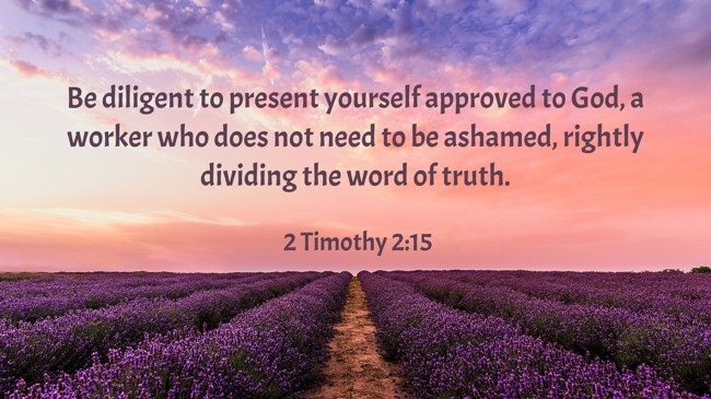  Be diligent to present yourself approved to God, a worker who does not need to be ashamed, rightly dividing the word of truth.   - 2 Timothy 2:15 