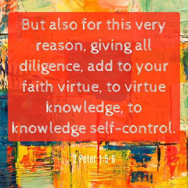  But also for this very reason, giving all diligence, add to your faith virtue, to virtue knowledge, to knowledge self-control.   - 2 Peter 1:5-6 