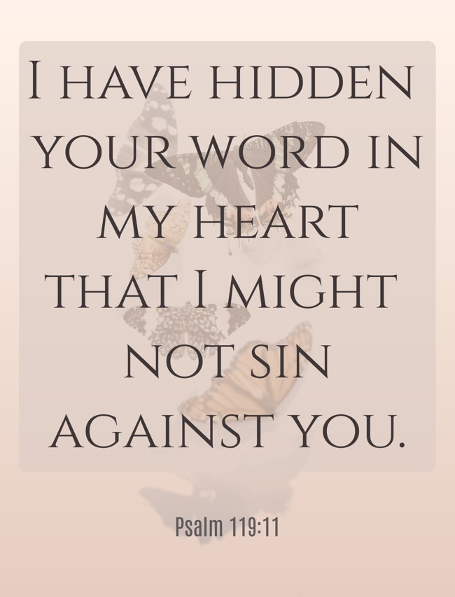  I have hidden your word in my heart that I might not sin against you.   - Psalm 119:11 