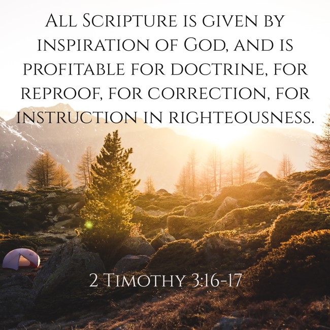  All Scripture is given by inspiration of God, and is profitable for doctrine, for reproof, for correction, for instruction in righteousness.   - 2 Timothy 3:16-17 