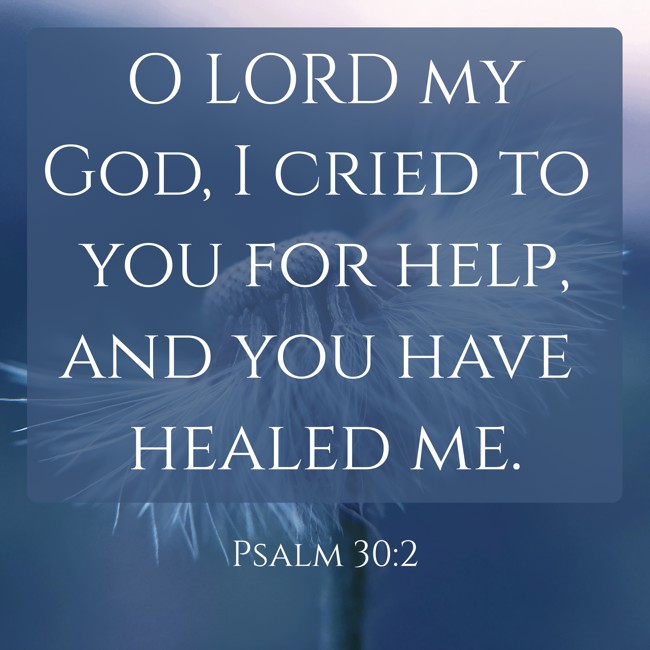 O LORD my God, I cried to you for help, and you have healed me. - Psalm 30:2