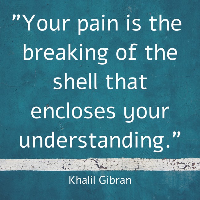 Your pain is the breaking of the shell that encloses your understanding. - Khalil Gibran