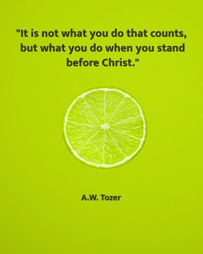 It is not what you do that counts, but what you do when you stand before Christ. - A.W. Tozer