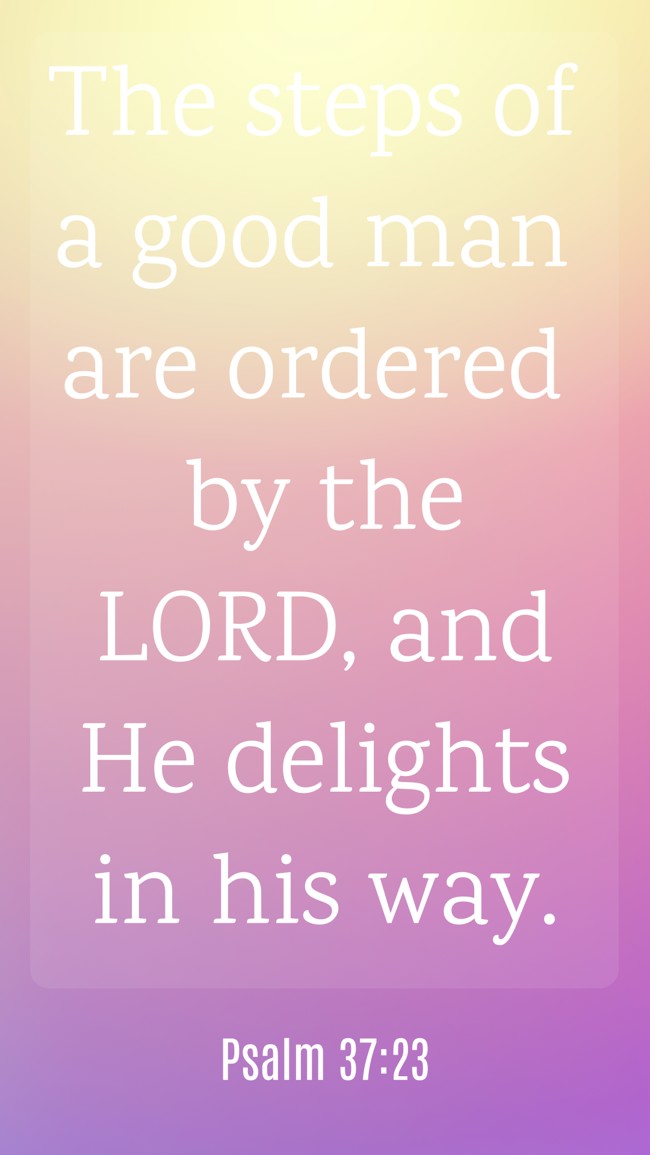  The steps of a good man are ordered by the LORD, and He delights in his way.   - Psalm 37:23 