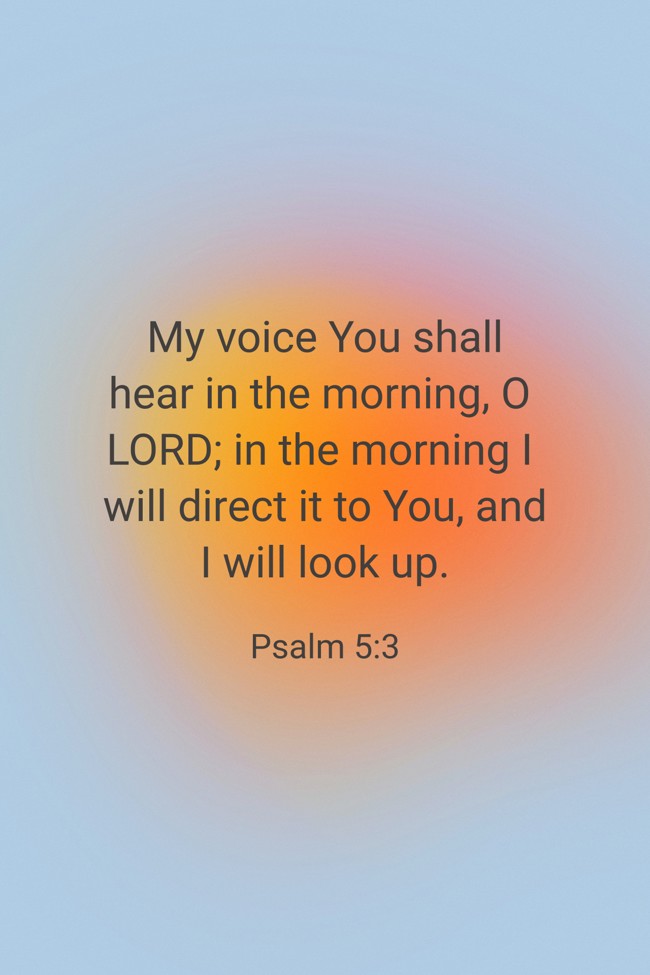 My voice You shall hear in the morning, O LORD; in the morning I will direct it to You, and I will look up. - Psalm 5:3
