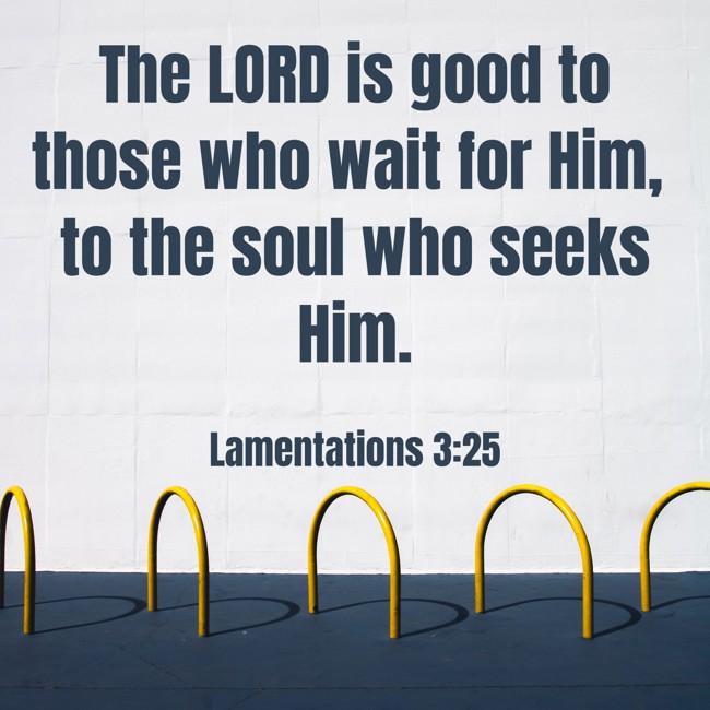 The LORD is good to those who wait for Him, to the soul who seeks Him. - Lamentations 3:25