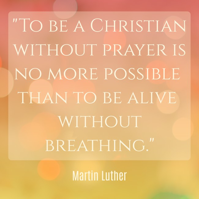 To be a Christian without prayer is no more possible than to be alive without breathing. - Martin Luther