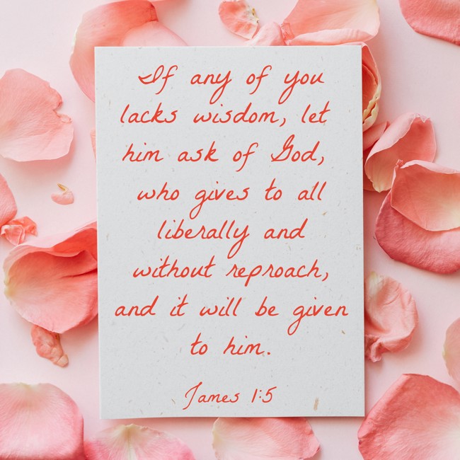 If any of you lacks wisdom, let him ask of God, who gives to all liberally and without reproach, and it will be given to him. - James 1:5