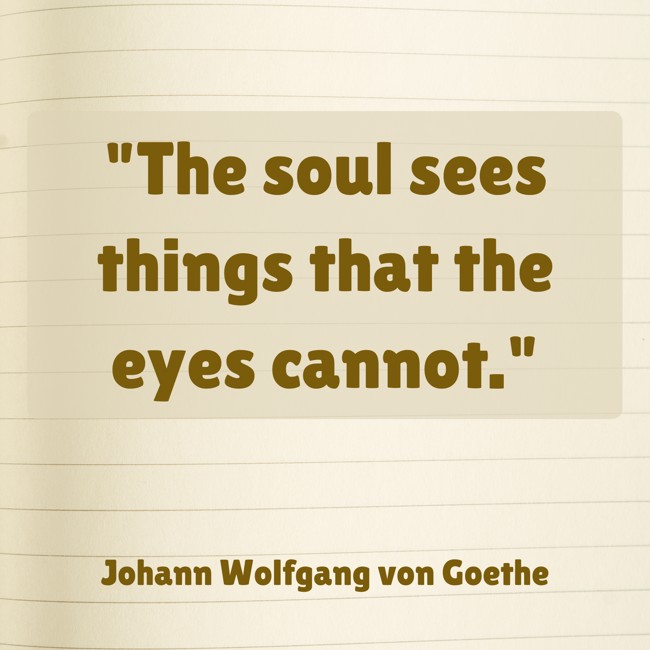 The soul sees things that the eyes cannot. - Johann Wolfgang von Goethe