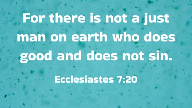 For there is not a just man on earth who does good and does not sin. - Ecclesiastes 7:20