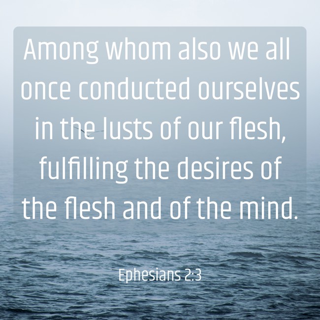Among whom also we all once conducted ourselves in the lusts of our flesh, fulfilling the desires of the flesh and of the mind. - Ephesians 2:3