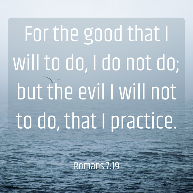 For the good that I will to do, I do not do; but the evil I will not to do, that I practice. - Romans 7:19