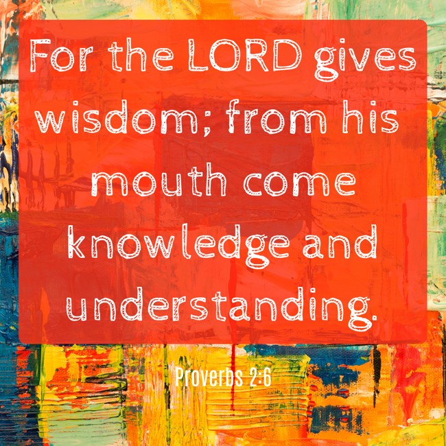  For the LORD gives wisdom; from his mouth come knowledge and understanding.   - Proverbs 2:6 