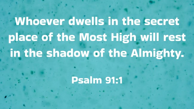 Whoever dwells in the secret place of the Most High will rest in the shadow of the Almighty. - Psalm 91:1