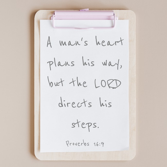 A man's heart plans his way, but the LORD directs his steps. - Proverbs 16:9