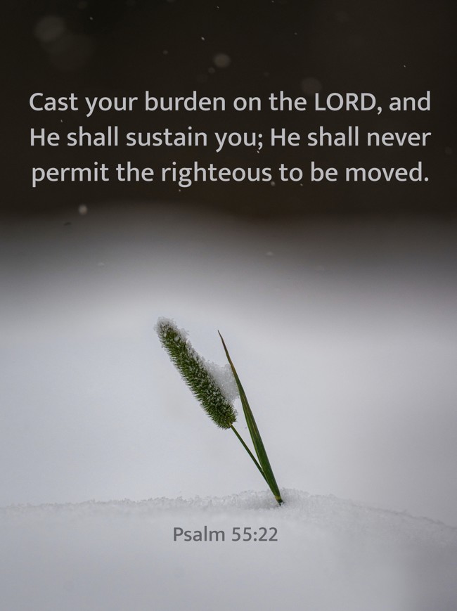 Cast your burden on the LORD, and He shall sustain you; He shall never permit the righteous to be moved. - Psalm 55:22