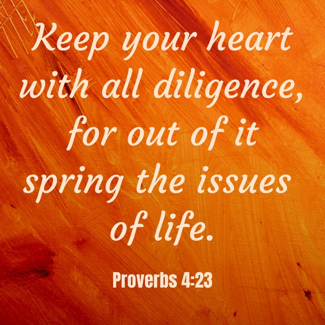 Keep your heart with all diligence, for out of it spring the issues of life. - Proverbs 4:23