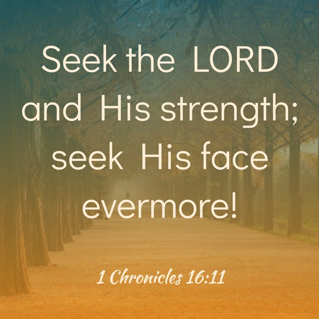 Seek the LORD and His strength; seek His face evermore! - 1 Chronicles 16:11