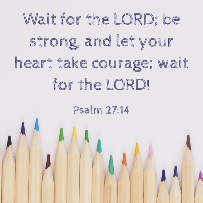 Wait for the LORD; be strong, and let your heart take courage; wait for the LORD! - Psalm 27:14