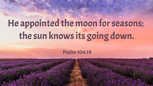 He appointed the moon for seasons; the sun knows its going down. - Psalm 104:19