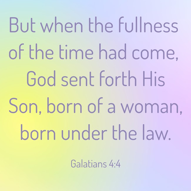 But when the fullness of the time had come, God sent forth His Son, born of a woman, born under the law. - Galatians 4:4