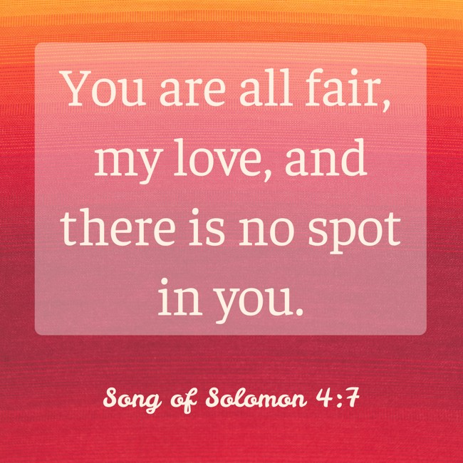 You are all fair, my love, and there is no spot in you. - Song of Solomon 4:7