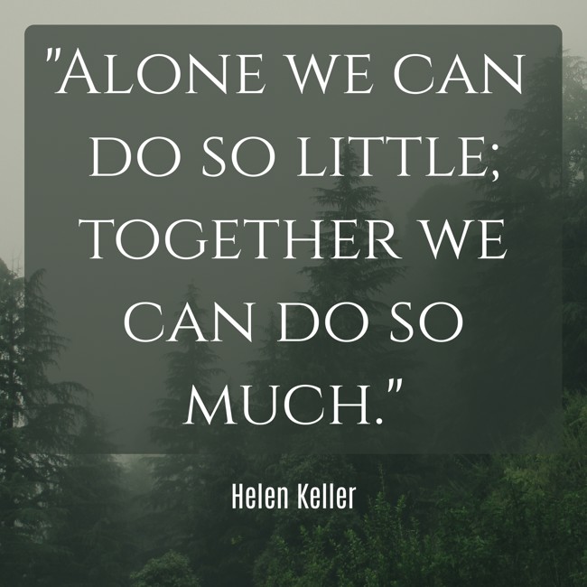 Alone we can do so little; together we can do so much. - Helen Keller