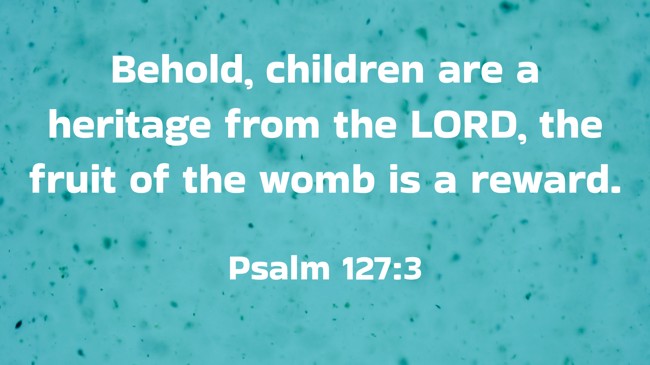  Behold, children are a heritage from the LORD, the fruit of the womb is a reward.   - Psalm 127:3 