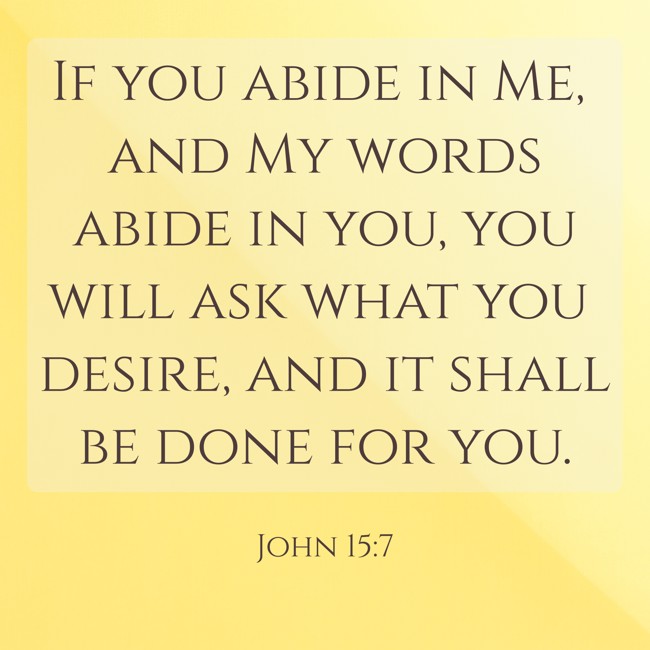If you abide in Me, and My words abide in you, you will ask what you desire, and it shall be done for you. - John 15:7