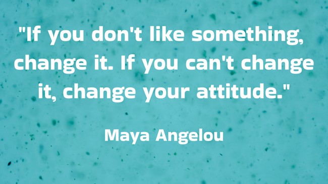 If you don't like something, change it. If you can't change it, change your attitude. - Maya Angelou