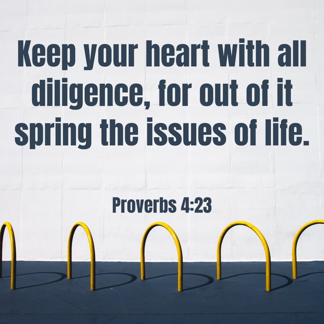 Keep your heart with all diligence, for out of it spring the issues of life. - Proverbs 4:23