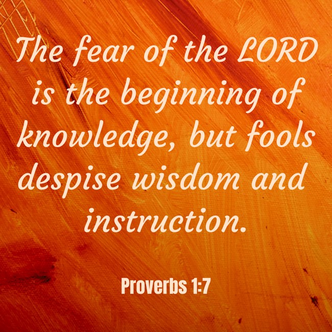 The fear of the LORD is the beginning of knowledge, but fools despise wisdom and instruction. - Proverbs 1:7