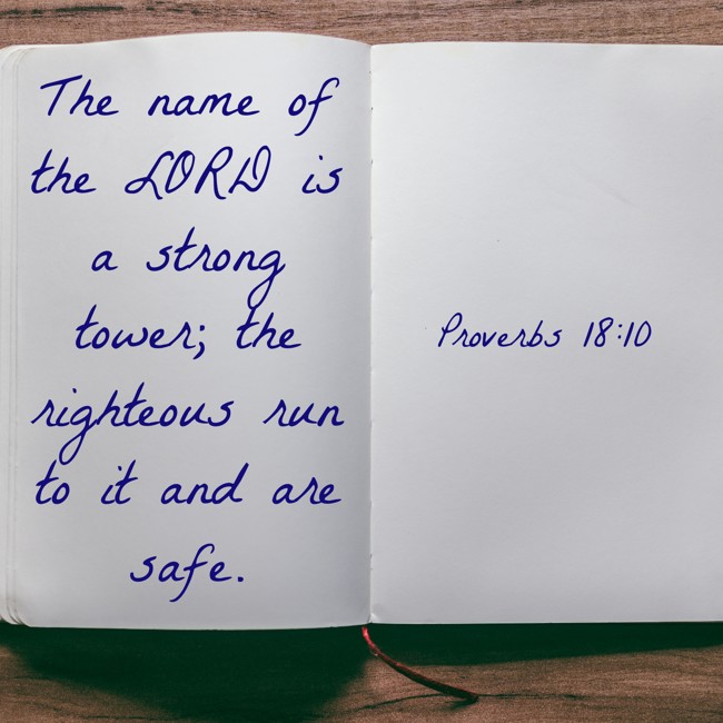 The name of the LORD is a strong tower; the righteous run to it and are safe. - Proverbs 18:10
