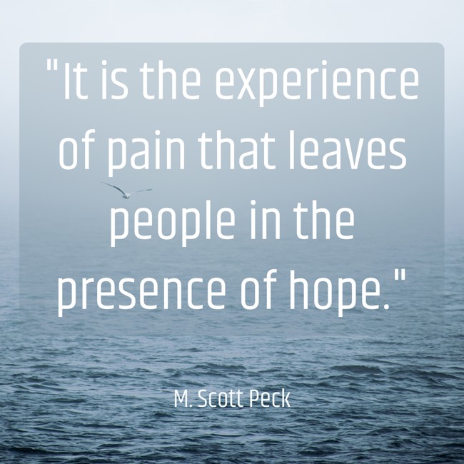It is the experience of pain that leaves people in the presence of hope. - M. Scott Peck