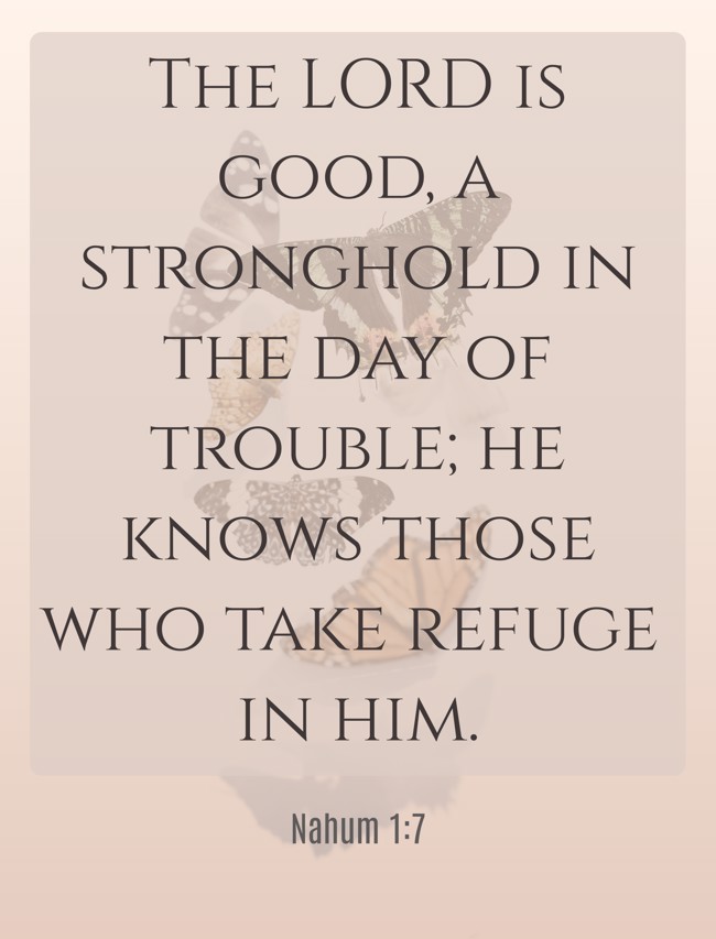 The LORD is good, a stronghold in the day of trouble; he knows those who take refuge in him. - Nahum 1:7