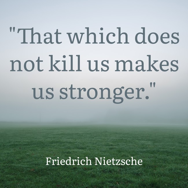 That which does not kill us makes us stronger. - Friedrich Nietzsche