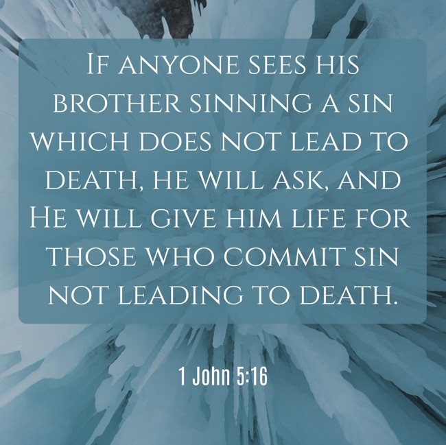 If anyone sees his brother sinning a sin which does not lead to death, he will ask, and He will give him life for those who commit sin not leading to death. - 1 John 5:16