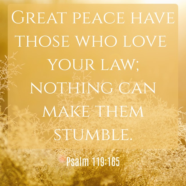 Great peace have those who love your law; nothing can make them stumble. - Psalm 119:165