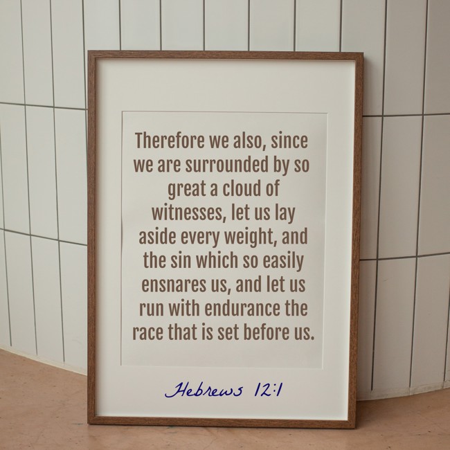 Therefore we also, since we are surrounded by so great a cloud of witnesses, let us lay aside every weight, and the sin which so easily ensnares us, and let us run with endurance the race that is set before us. - Hebrews 12:1