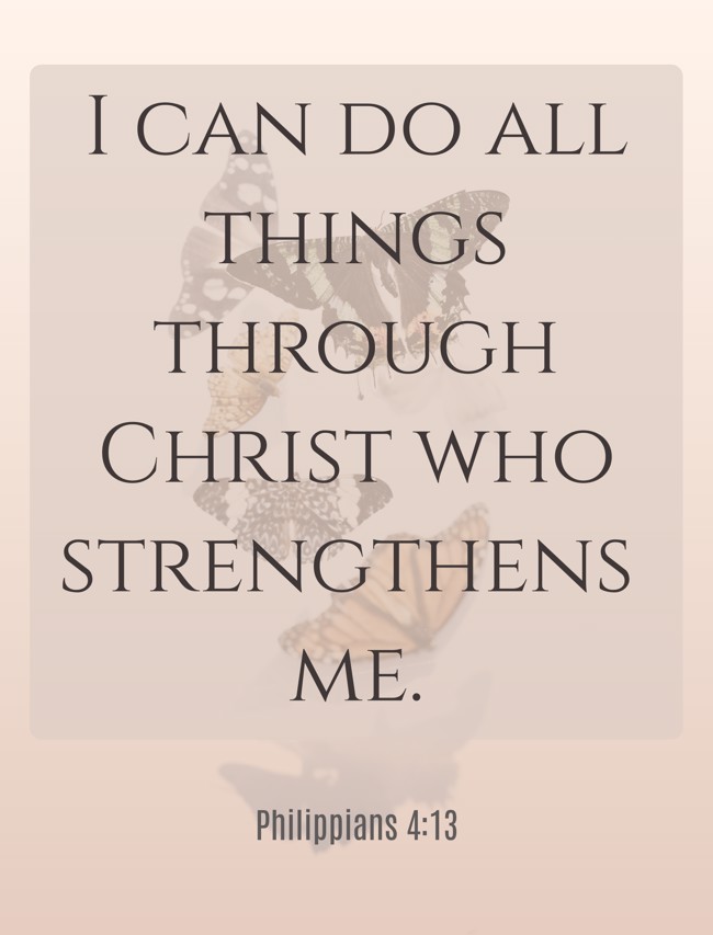  I can do all things through Christ who strengthens me.   - Philippians 4:13 
