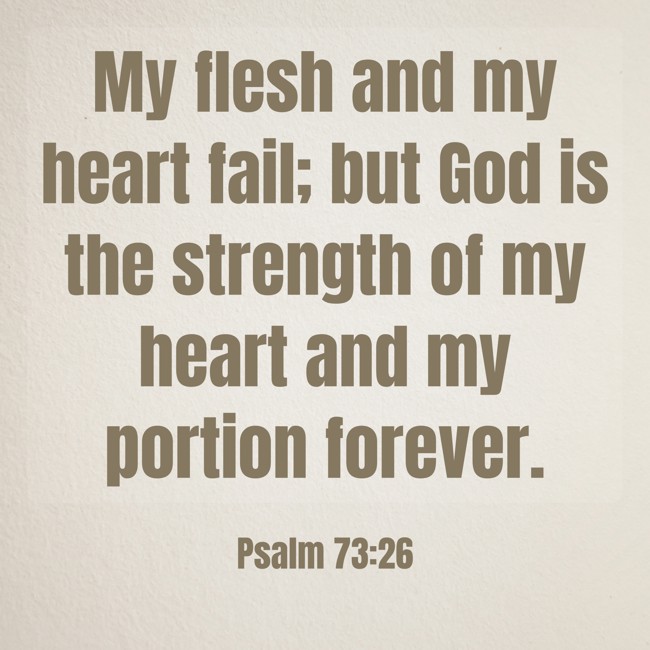  My flesh and my heart fail; but God is the strength of my heart and my portion forever.   - Psalm 73:26 