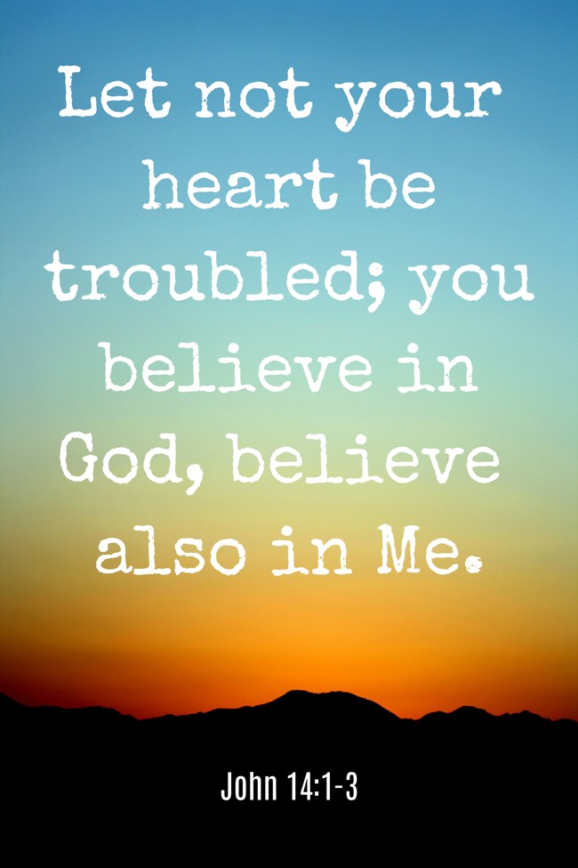 Let not your heart be troubled; you believe in God, believe also in Me. - John 14:1-3