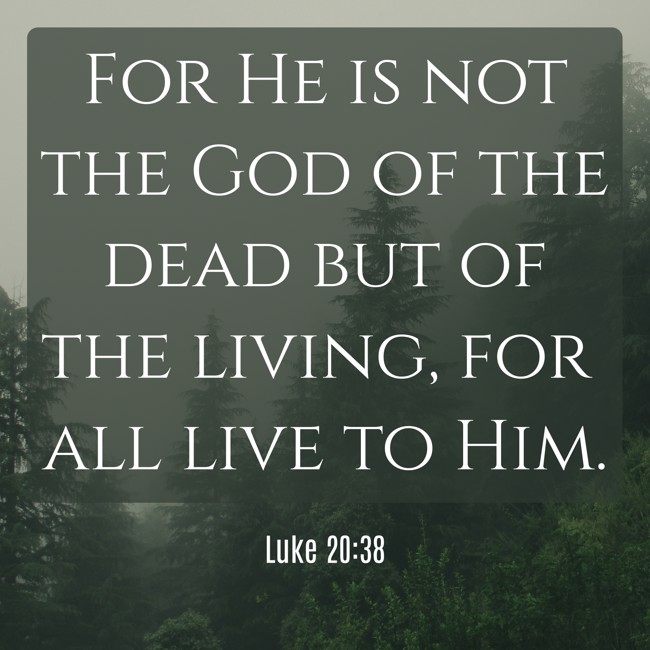 For He is not the God of the dead but of the living, for all live to Him. - Luke 20:38