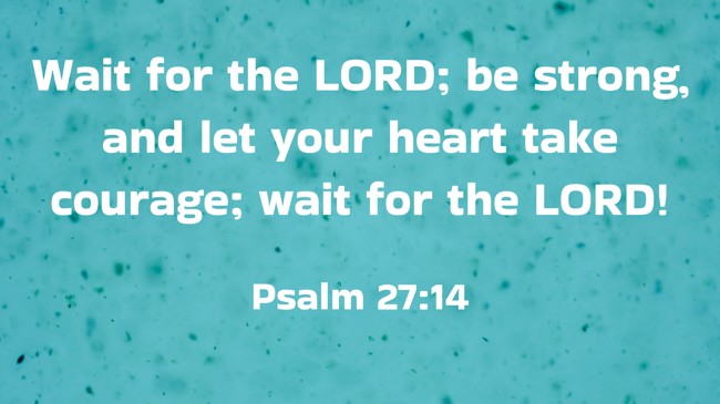 Wait for the LORD; be strong, and let your heart take courage; wait for the LORD! - Psalm 27:14